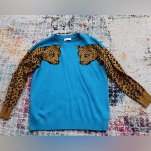 Teal Leopard Sweater